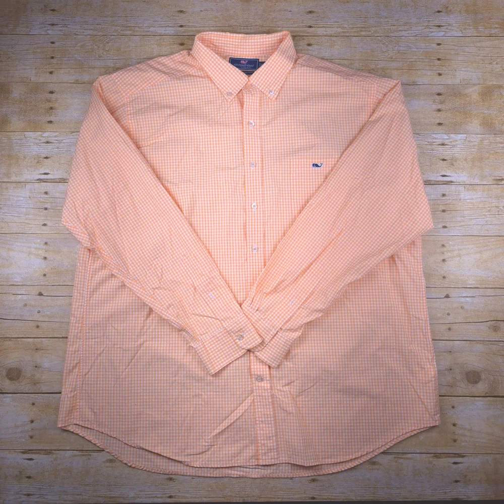 Vineyard Vines Men's Orange Gingham Shirt XXL - Picture 3 of 3